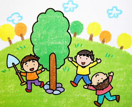 小学生植树节的画 植树节怎么画